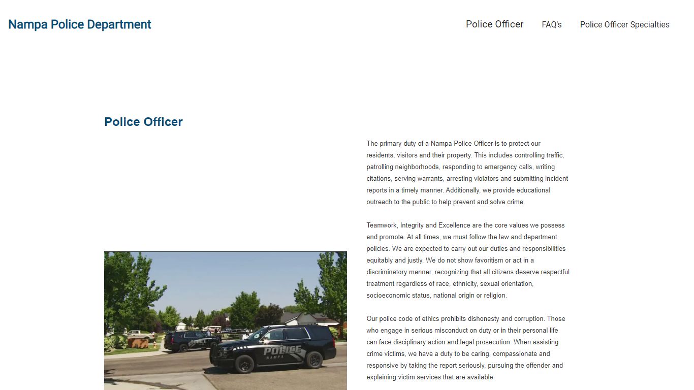 Nampa Police Department Career Opportunities